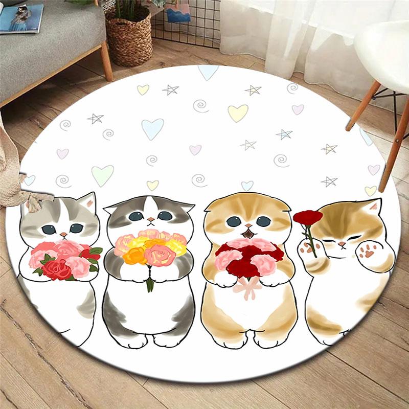 Mofusand Round Area Rug,Carpet Rug for Living Room Bedroom Sofa Playroom Decor,Non-slip Floor Mat