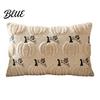 Decorative Pumpkin Accent Thanksgiving Cushion Cover  Plush Embroidered Throw Pillow Soft Case Cozy for Farmhouse Home Autumn Decor Square