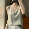 Women's Stylish Satin V-Neck Spaghetti Strap Vest - Sexy Back Inner Layer for Spring/Summer Suits