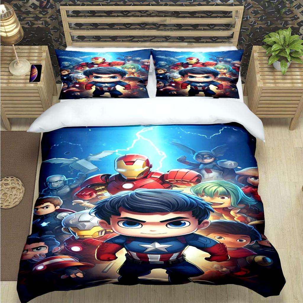Fashion Superhero A-Avengers Print Bedding Set Duvet Cover Comforter Bed  Youth Kids Girl Boys Luxury Birthday Gift