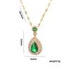 Teardrop Emerald Zircon Necklace Titanium Steel Versatile Elegant Long Lasting Necklace