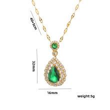 Teardrop Emerald Zircon Necklace Titanium Steel Versatile Elegant Long Lasting Necklace