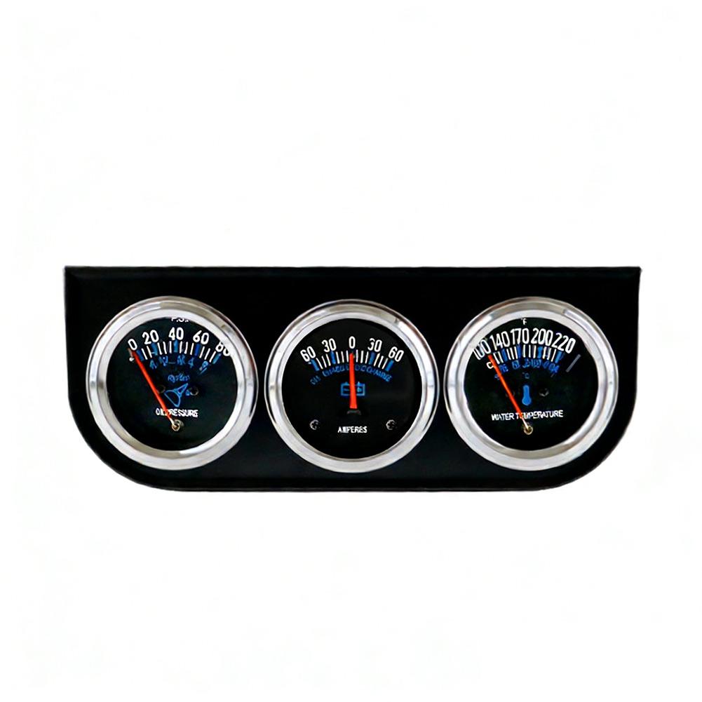 52mm 24V Triple Gauge Cluster Compact Design Fits 52mm Dashboard Cutout Water Temp Oil Pressure Fuel Level Metal