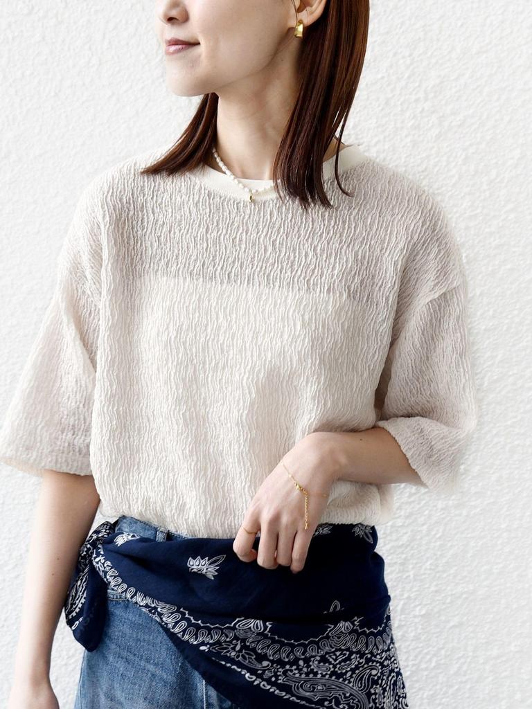 [SHIPS for Women] Sweatshirt, Hand Washable, Random Blue, 5-Sleeve Pullover, Women's, 312321062, Natural, ONE SIZE