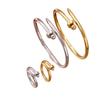 Unisex Gold-Plated Titanium Steel Nail Bracelet & Ring Set