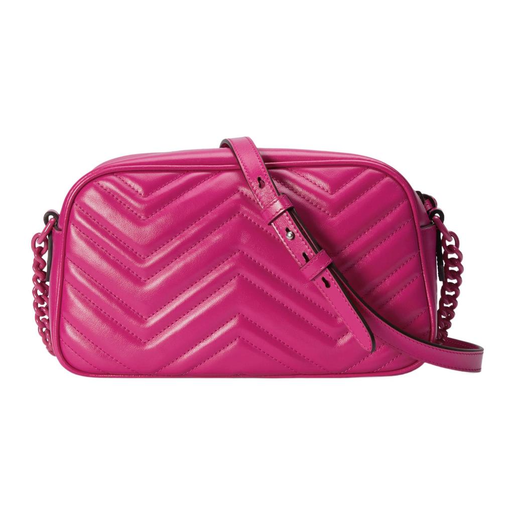 Gucci GG Marmont Letter Combination Chevron Leather Crossbody Shoulder Bag Small Women Bags Purple Red 447632-DAAAH-5518