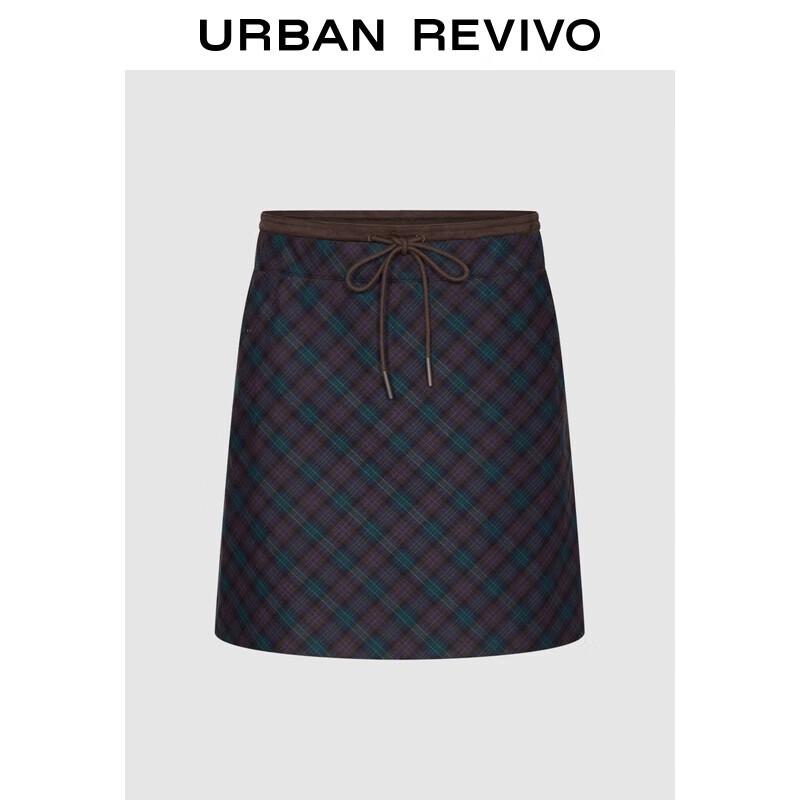 

UR 2025 Winter Women s Plaid Drawstring Skirt