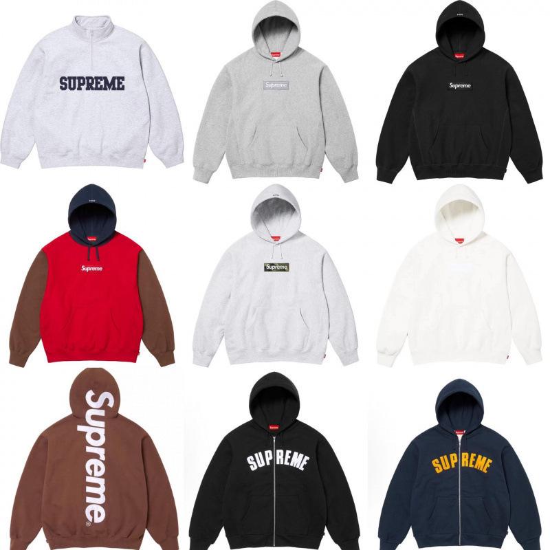 25SS Supreme Trendige Marke Kapuzenpullover mit Fleecefutter und großem Logo