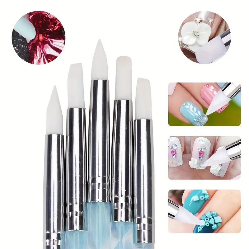 5PCS Silicone Clay Sculpting Tool For Brush Modeling Dotting Nail Art Pottery Clay Tool New DIY Carving Sculpting Tools 2025