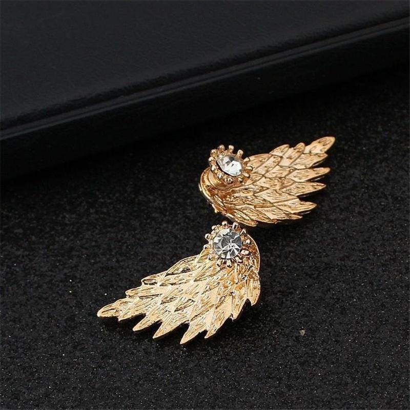 Fashion Angel Wings Diamond Stud Earrings Gothic Cool Jewelry Alloy Retro Zircon Eardrop Girls Gift