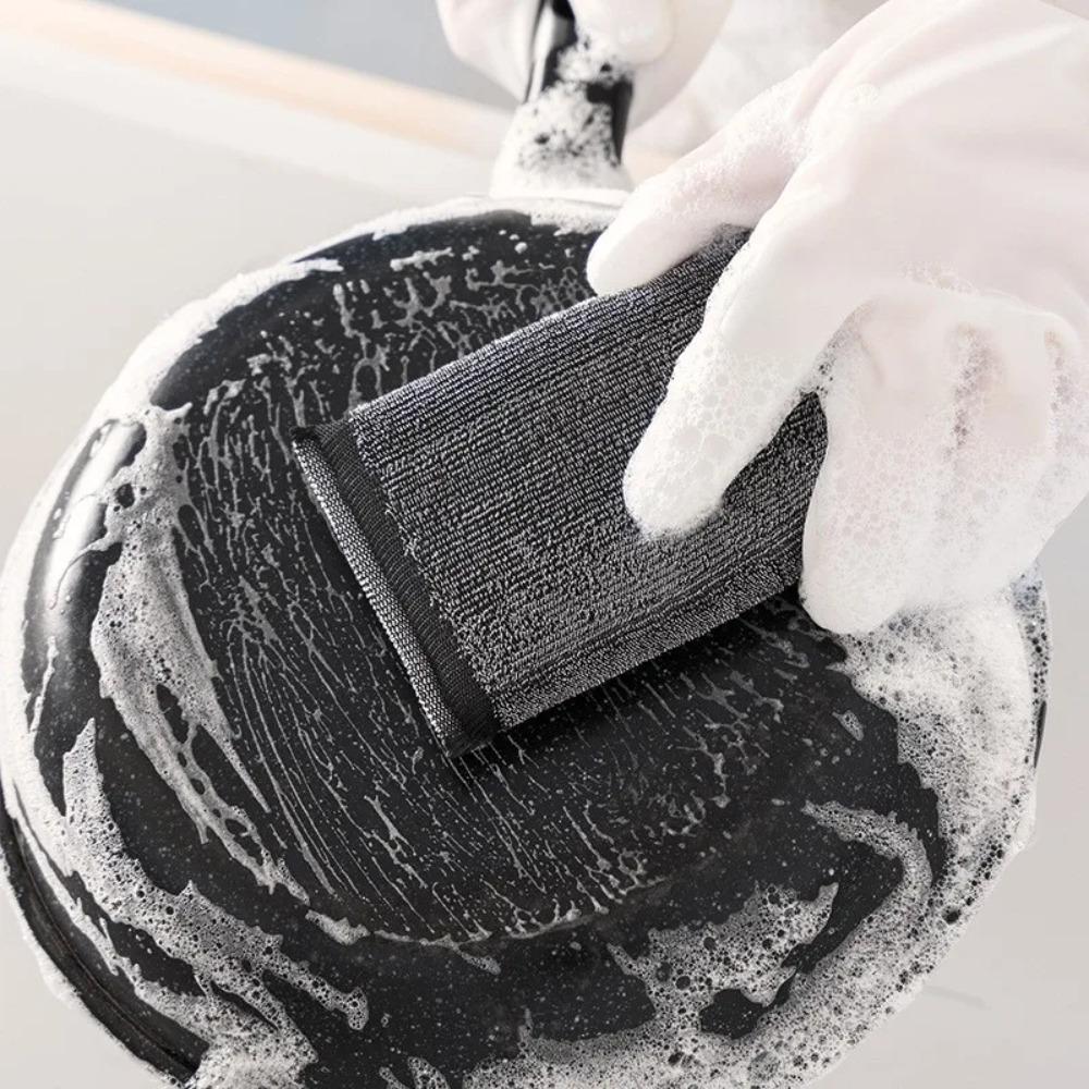 6pcs Absorbent Stainless Steel Sponge Rectangle Scrub Sponge Pads Dishwashing Sponge  Pot
