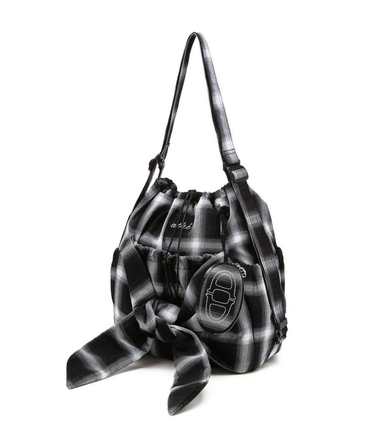 Athe Vanessabruno [Ruban] Black Check Ribbon Backpack And Shoulder Bag S Aaba6E915Bk