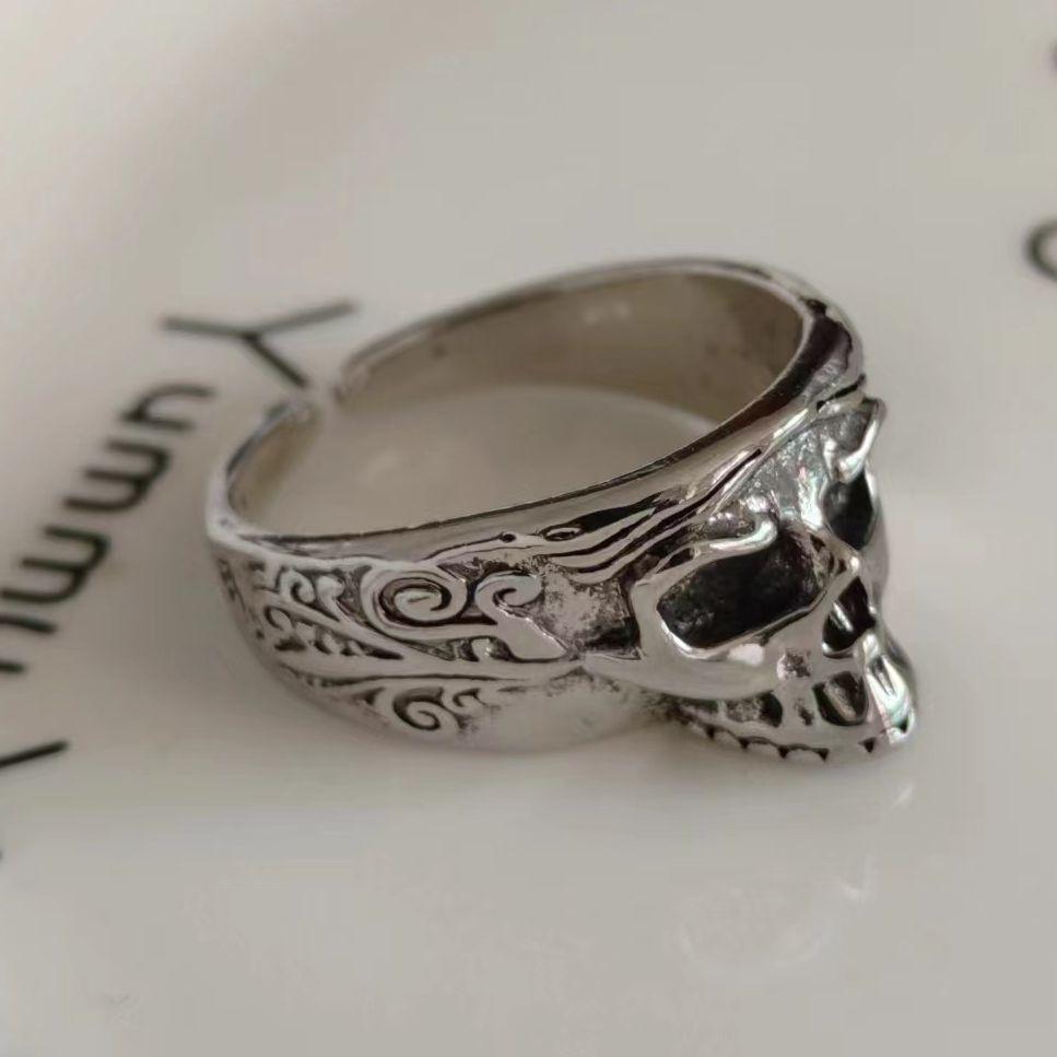 Retro Punk Style Skull Male Ghostly Toothy Ghost Rider Ring