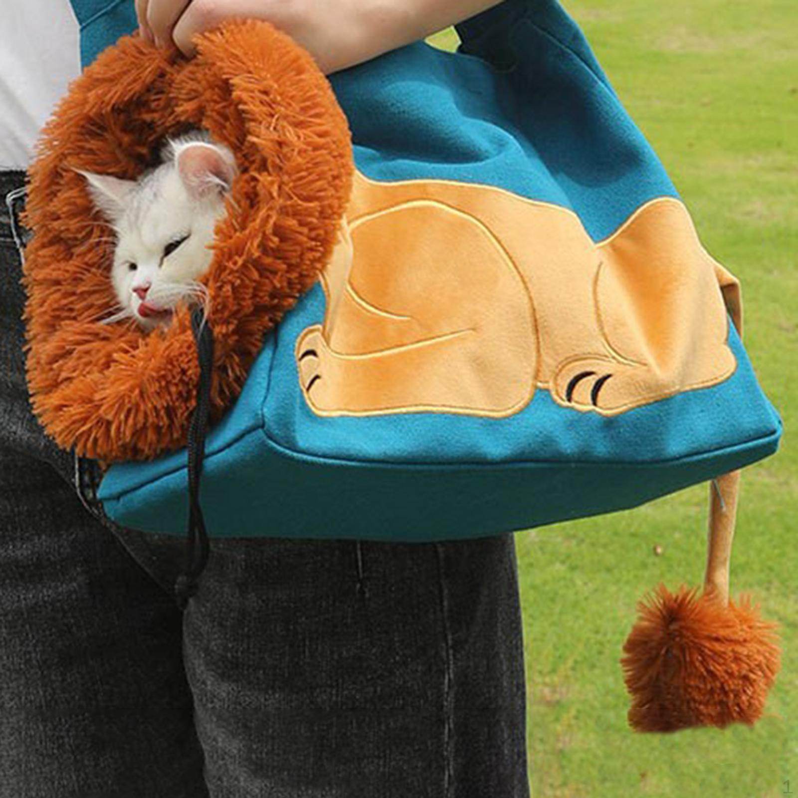 

Холщовая маленькая сумка-переноска для домашних животных, дорожная транспортная портативная сумка для котенка, через плечо Blue L