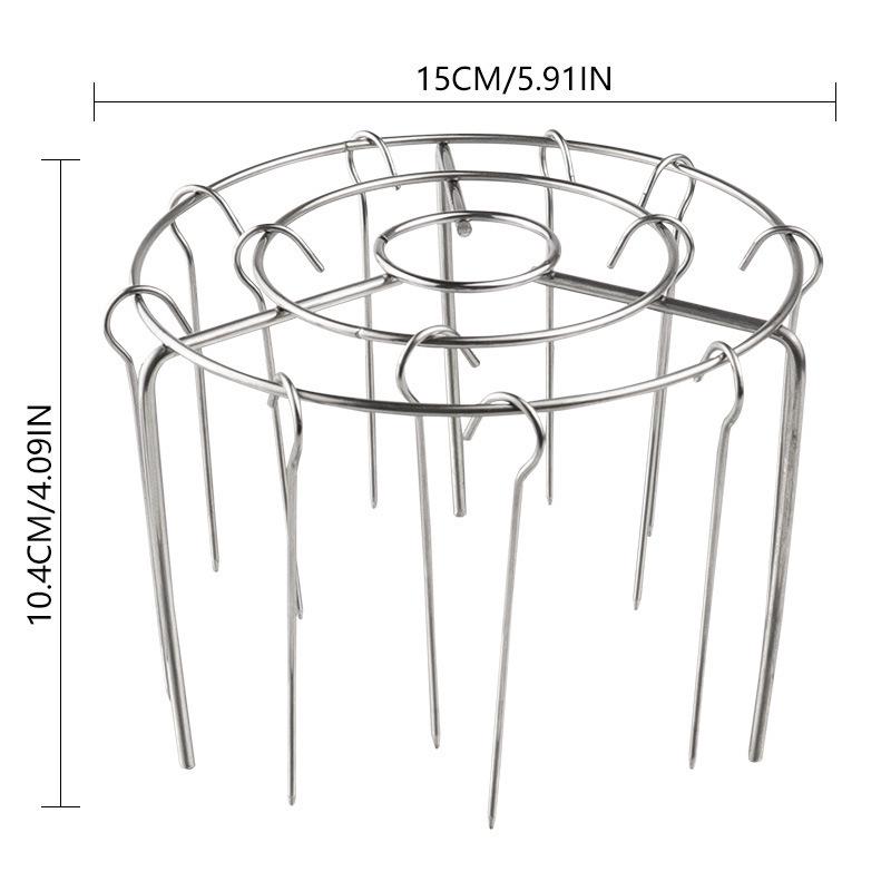 Vertical Air Fryer Stainless Steel BBQ Rack with 12/24 Skewers, Round Hanging Oven Skewer Stand