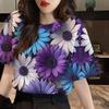 Women's Flower Pattern T-shirt Women's Clothing Flower Pattern T-shirt Top