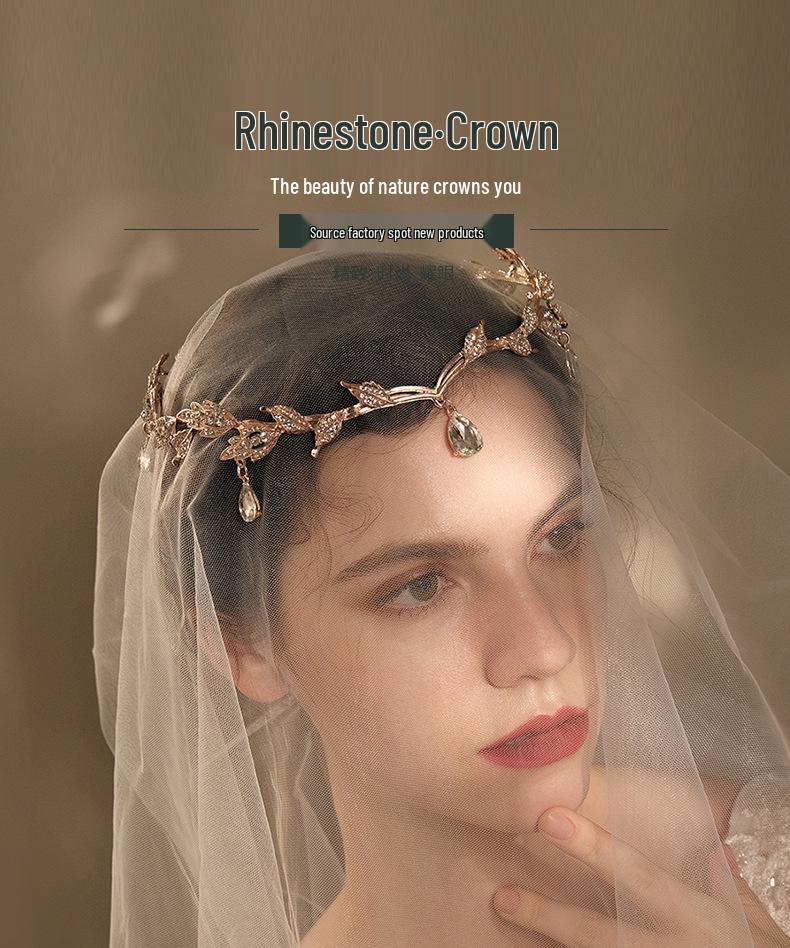 Bohemian Rhinestone Bridal Teardrop Forehead Headpiece