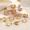 316L Edelstahl Emaillierter Blumenblattring für Damen Farbige Tropfglasur Serie Wasserfeste Ringe Luxuriöser Schmuck Geschenk