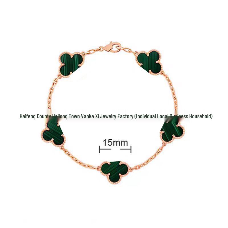 Bransoletka V Gold z Różowego Złota 18K z Koniczyną na Szczęście, Fioletowym Chalcedonem i Czerwonym Agatem dla Kobiet