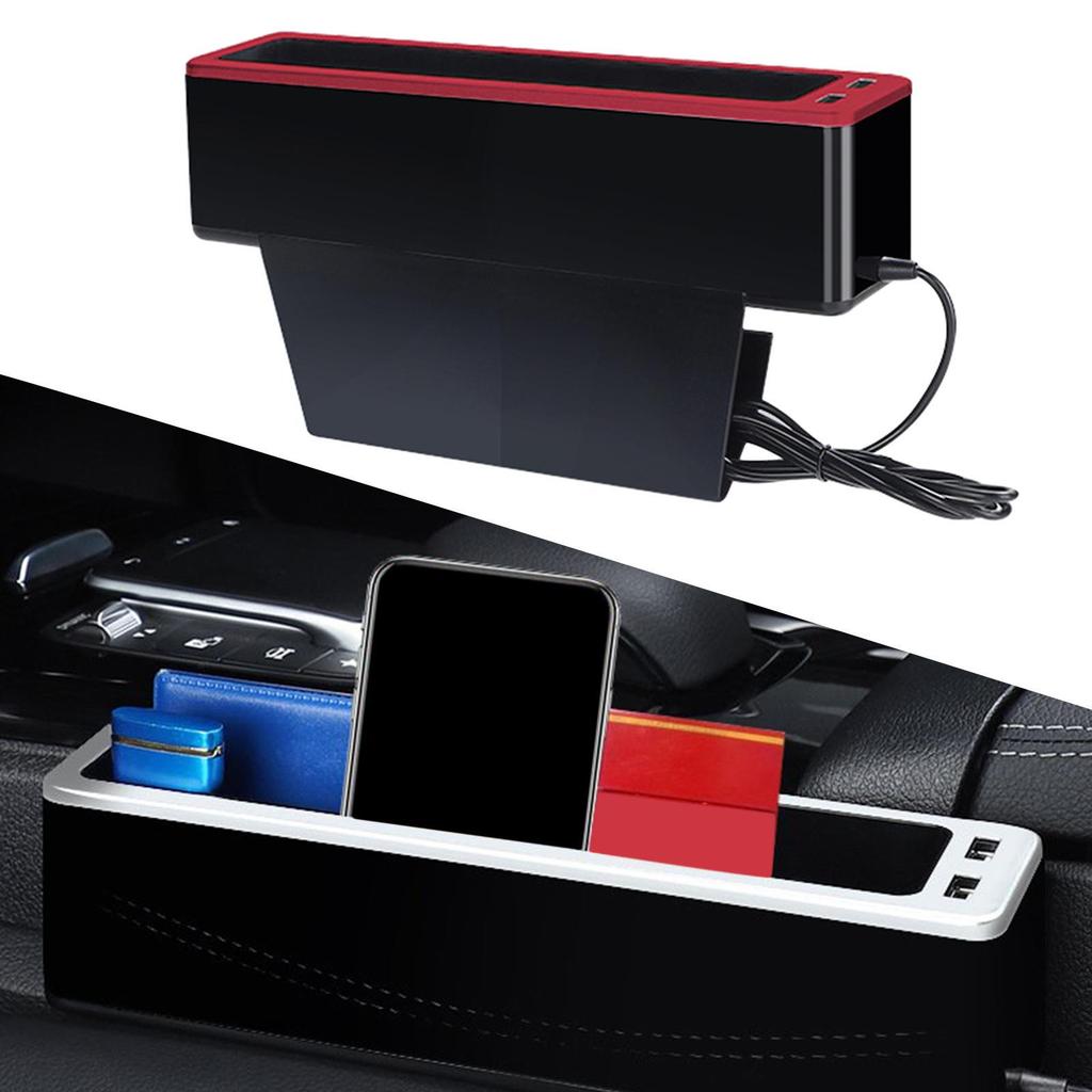 Filler , Dual USB Hole Seat Organizer Front Storage Box Catcher for Phones Chewing Gum