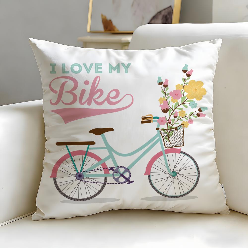 classic theme Country flower bicycle Cushion Cover Soft EasyWash Pillow Case Versatile for Couch Bed Travel and Office