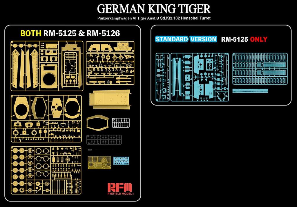 RYEFIELD MODEL King Tiger Henschel Turret Standard Edition Plastic Model Kit RFM5125 1/35 Sd.Kfz.182