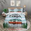 3-piece set,happy camper and forest pattern printed bedding set, queen, king, double bed, party  funny and creative bedding set