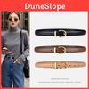 Solid Color Gold Buckle Decoration Women Casual Slim Waist Belt For Casual And Office Wear