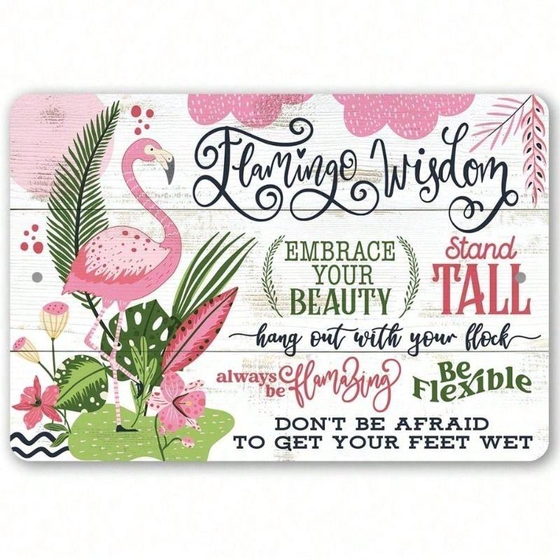 

Metal Poster Flamingo Wisdom for Wall Home Decor