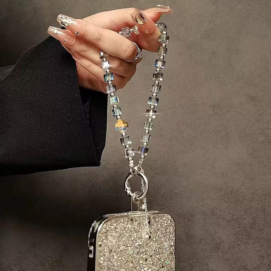 Błyszczący Brokat Kryształowe Koraliki Smycz do Telefonu Zawieszka Bransoletka Akcesoria Torba Dla Kobiet Dziewczyny