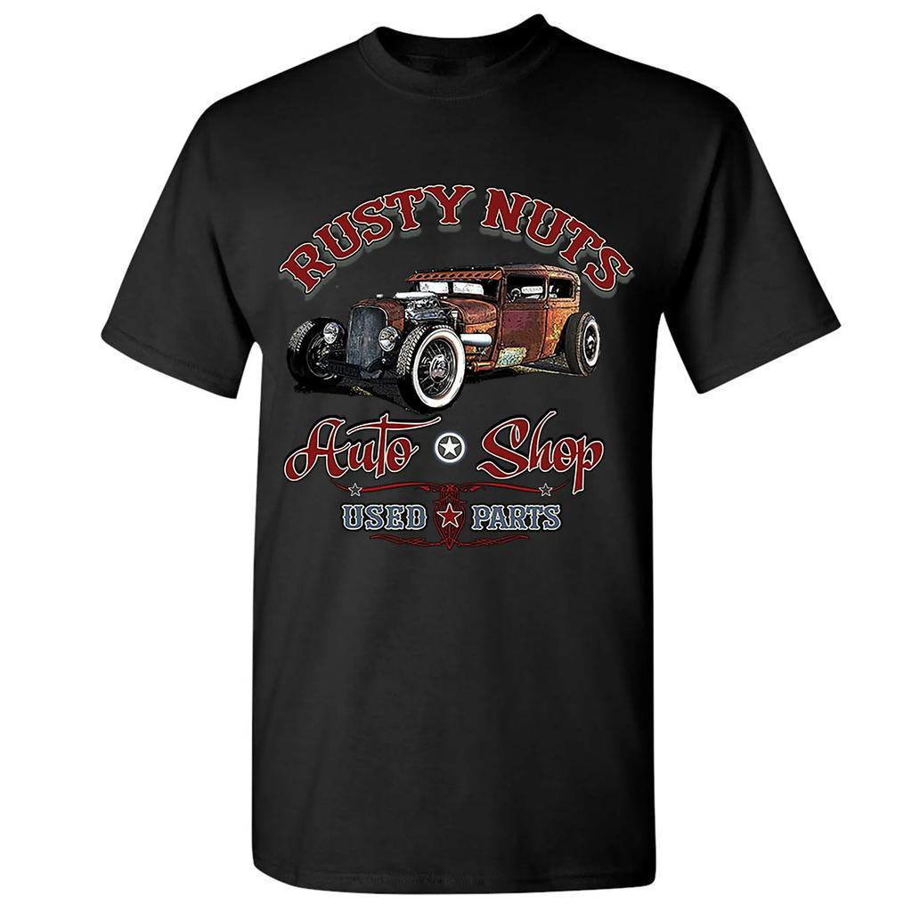 Rusty Nuts Auto Shop Tshirt Hot Rod Rat Rod Vintage Old School Mens Tee