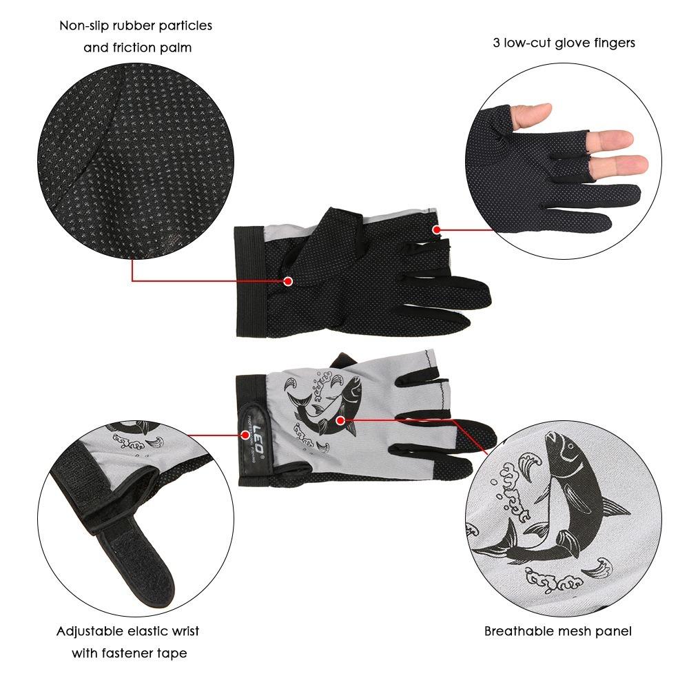 2 Pairs Breathable Fishing Hand Glove Anti-Slip Outdoor Sports Gloves Fishing Gloves Running