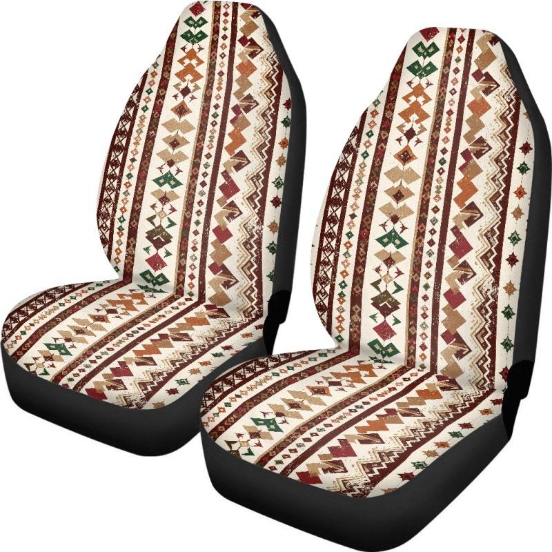Car Universal Seat Cover Elastic Polyester Cloth Tribe Geometric Pattern Car Seat Cover