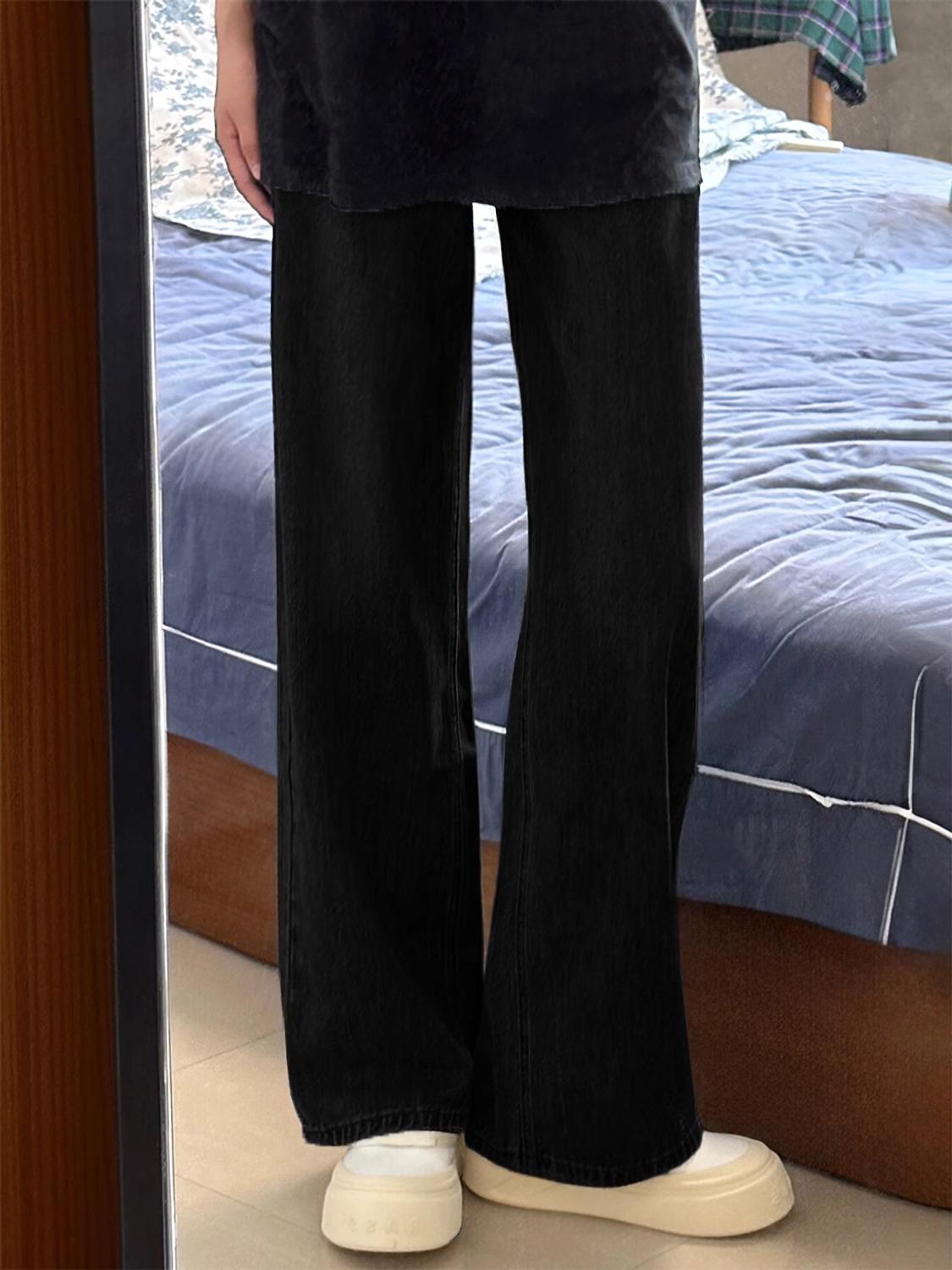 

Женские джинсы большого размера с флисовой подкладкой и широкими штанинами для зимы - для фигуры типа груша , стройнящие M (Recommended for 98-108 lbs)