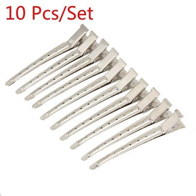 10 Pcs/Set Hair Care Clips Stainless Steel Hairdressing Sectioning Clips Clamps For Hairdressing Bar