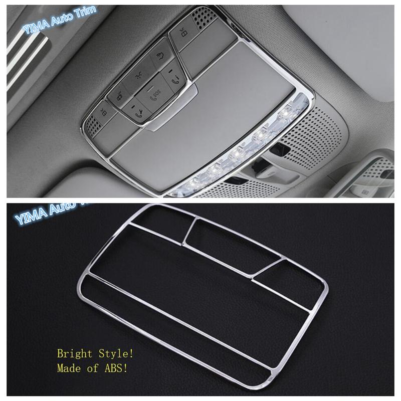 Chrome Car Roof Reading Lights Decor Frame Cover Trim ABS Accessories For Mercedes Benz GLC X253 / C CLASS W205 C200 2015 -
