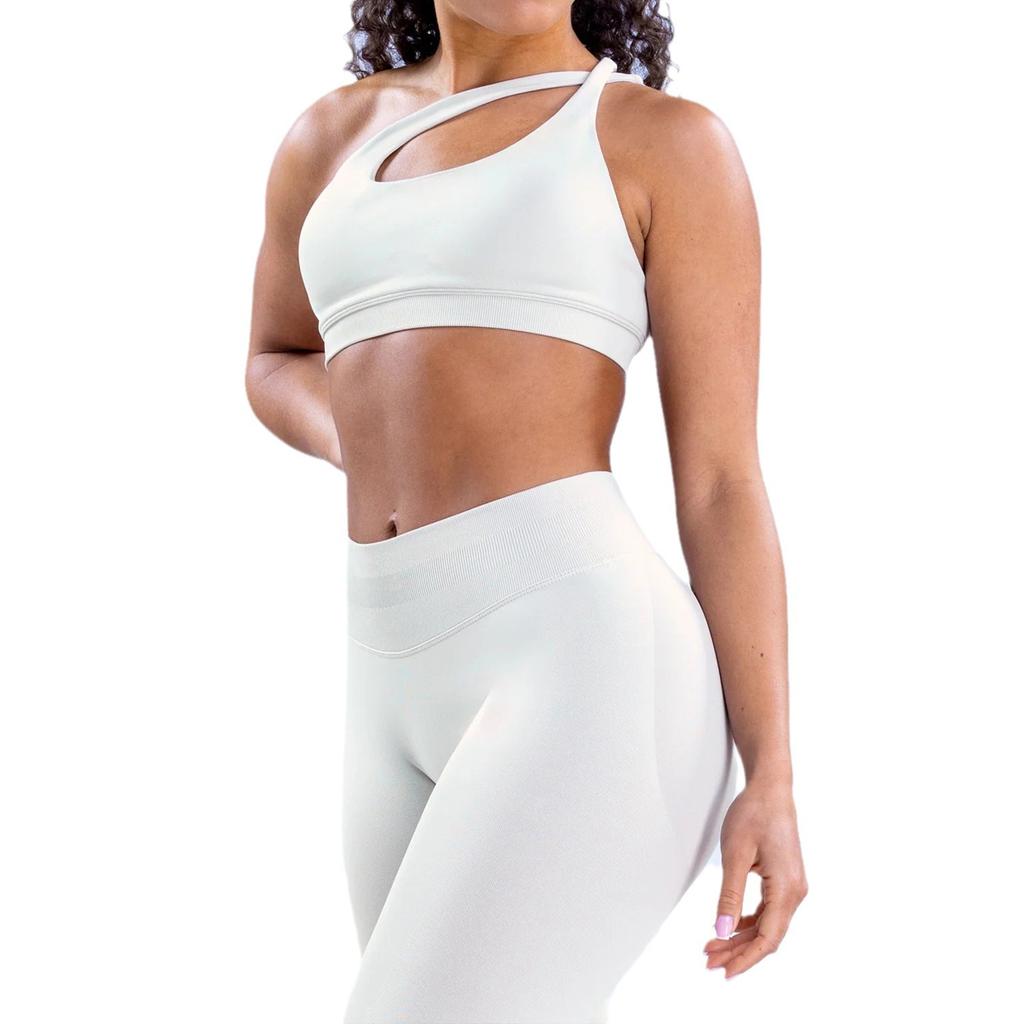 Seamless High Elasticity Matte Nylon Sports Bra, Sloping Shoulder Backless Sports Bra, Yoga Bra For Women