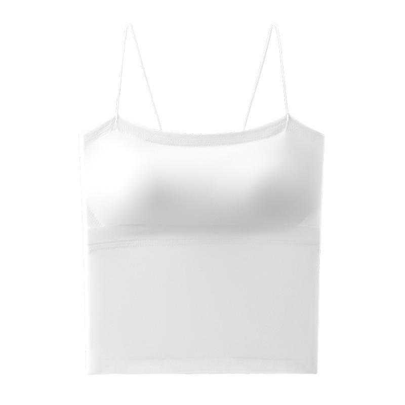 2025 New Summer Plus Size Backless Cami Tank Top with Breast Pads – All-in-One Bandeau Lingerie for Women