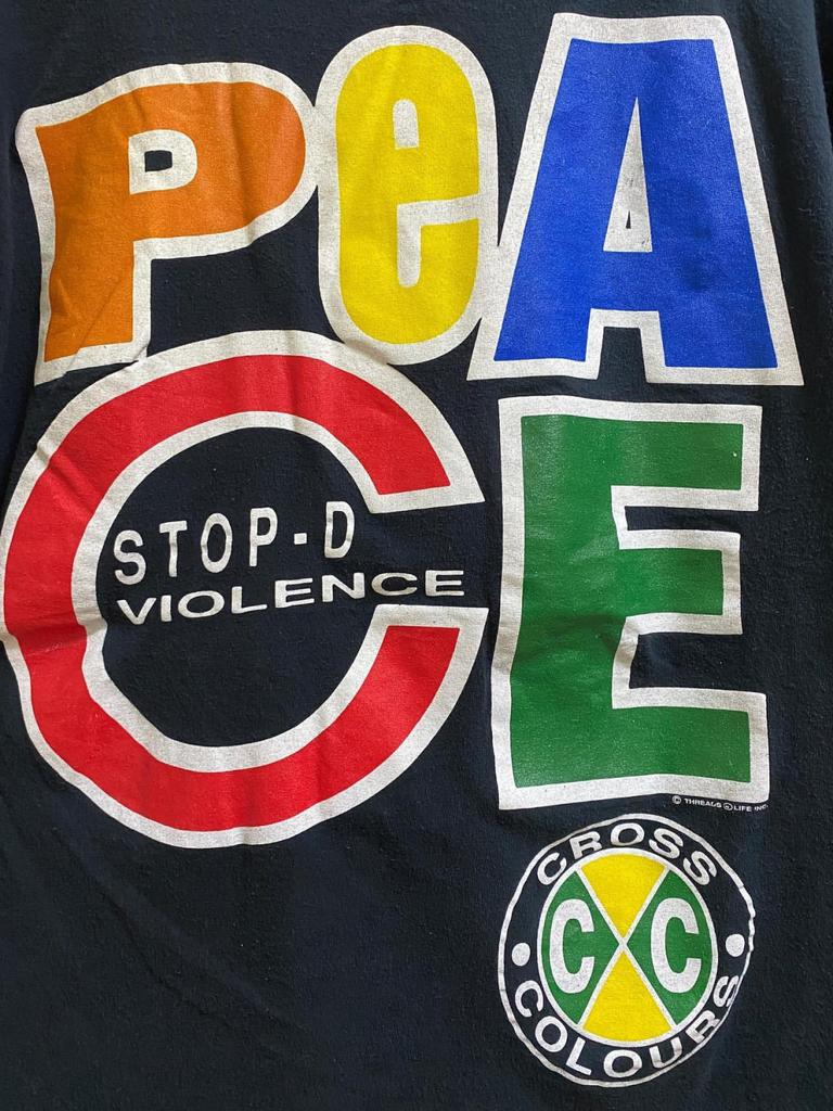 World Peace Peace Anti-war Letter Printed Personalized Printed T-shirt for Women, Loose and Casual, Student Round-neck for Men