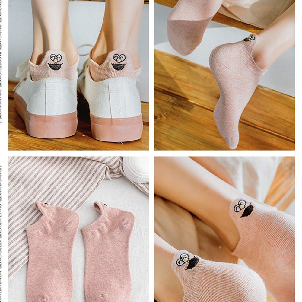 Sekuzy Knöchel Großpackung 10 Paar Damensocken, Dünn, Frühling/Sommer, Bestickt, Baumwolle, Geruchshemmend, Rutschfest, Kauf, 22-25cm,