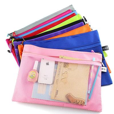 New Arrival 1PC Waterproof 2 Layers Canvas Zipper A4 File Folder Bag Document Paper Organizer Storage Protective Bag Stationery