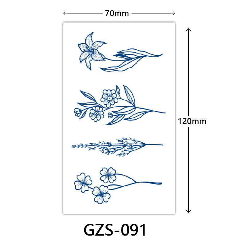 Flower Herbal Semi-Permanent Tattoo Sticker, Small Picture Juice Tattoo Sticker, Sweat-Proof Tattoo