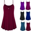 Elegant Women's Fashion Summer Plus V-neck Sleeveless Button Loose Hem T Shirt
