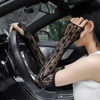 Lace Mesh Sunscreen Sleeves UV Protection Long Gloves Summer Outdoor Driving Gloves  Girls