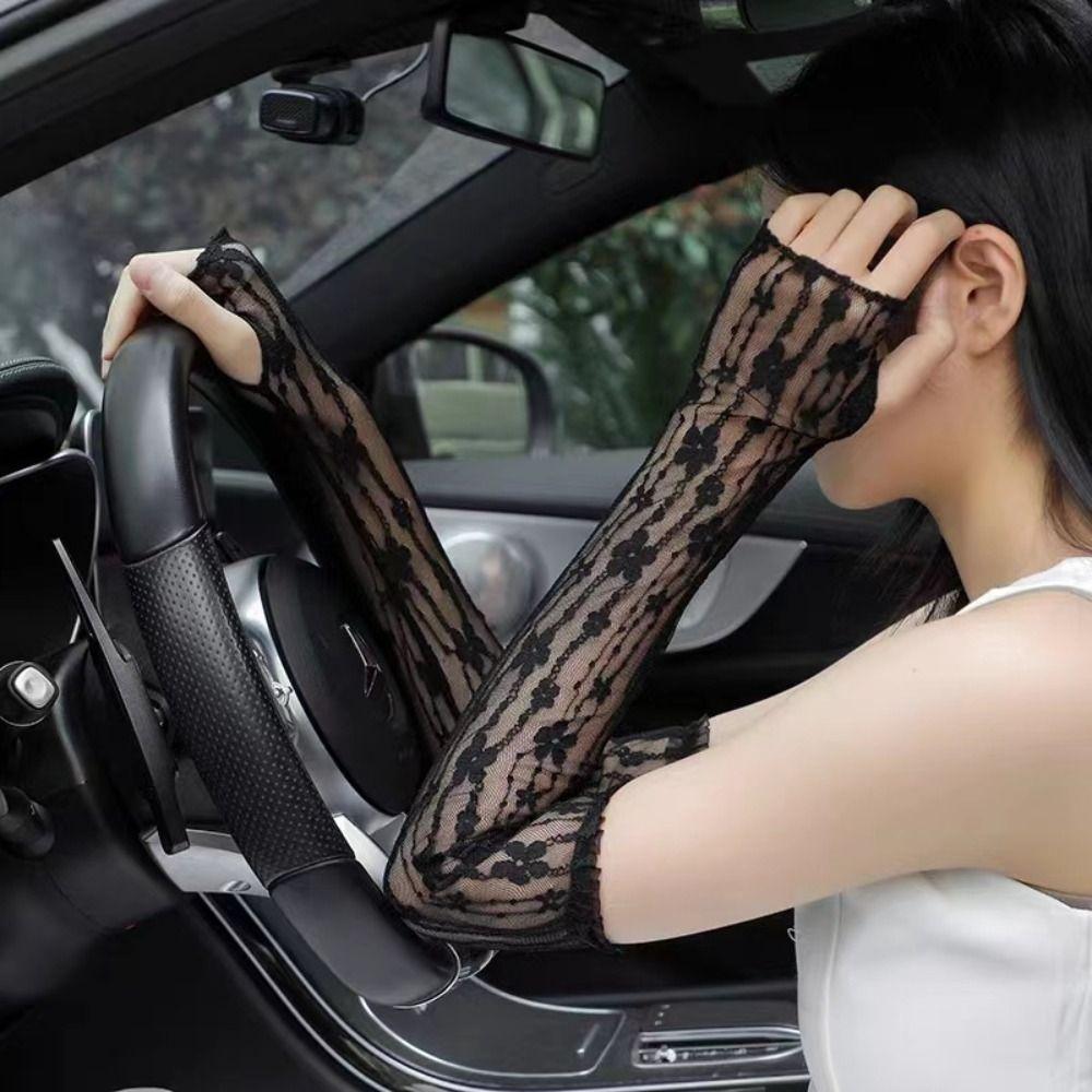 Lace Mesh Sunscreen Sleeves UV Protection Long Gloves Summer Outdoor Driving Gloves Girls