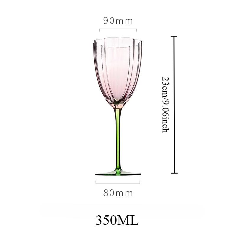 Creative Petal-Shaped Wine Glasses Contrasting-Colour Luxury Champagne Flutes Home & Hotel Use Exquisite Stemmed Glassware
