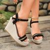 Sandali da Piattaforma Peep Toe a Zeppa Transfrontalieri Piattaforma Commercio Estero Sandali Estivi Nuovi Europei e Americani Taglia Grande Sandali Romani a Zeppa