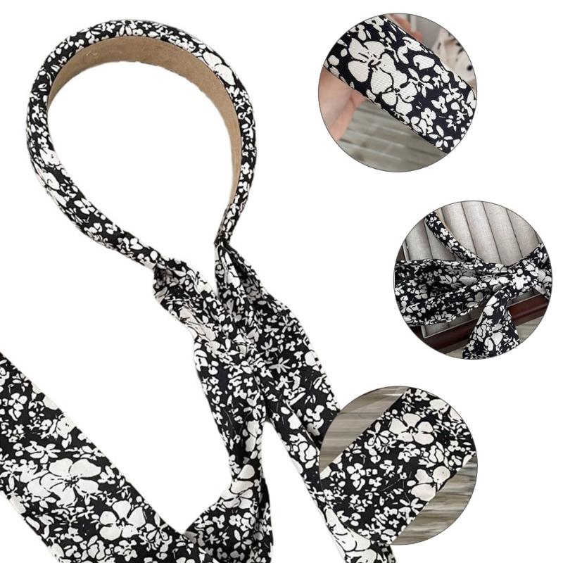 Elegant Dotted/Flower Print Headband Model Show Pastoral Style Hairband for Girl
