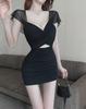 Women's Sexy Low-Cut V-Neck Dress - Slim Fit, Belly-Covering, Tight Hip Skirt for Summer