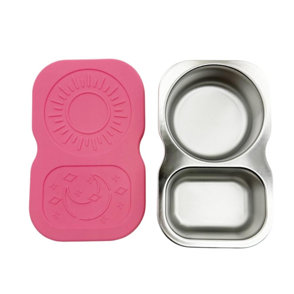 Silicone Snack Box Stainless Steel Sauce Seasoning Containers Durable Snack Container  for Home розовый